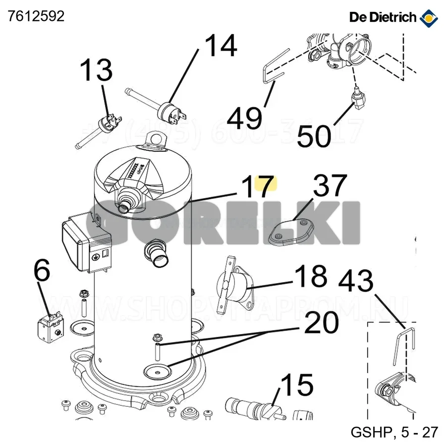 Компрессор zp122kce-tfd-455 De Dietrich 7612592 для газового котла