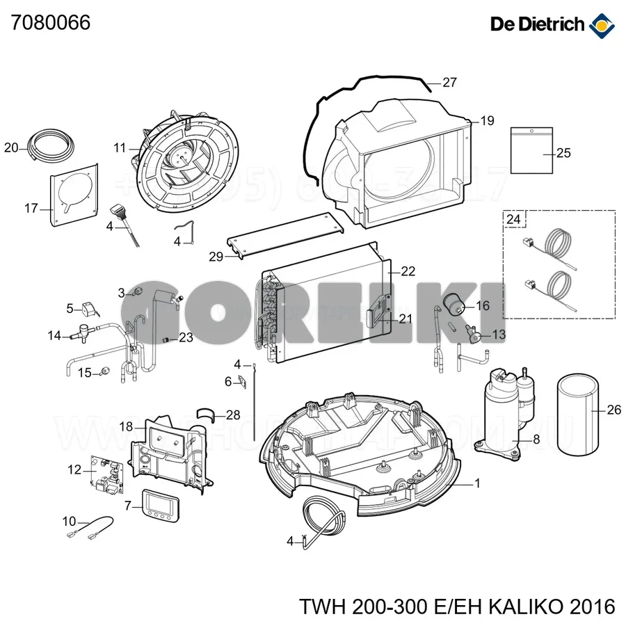 Конденсатор 17 мкФ TWH200/300 De Dietrich 7080066 для газового котла