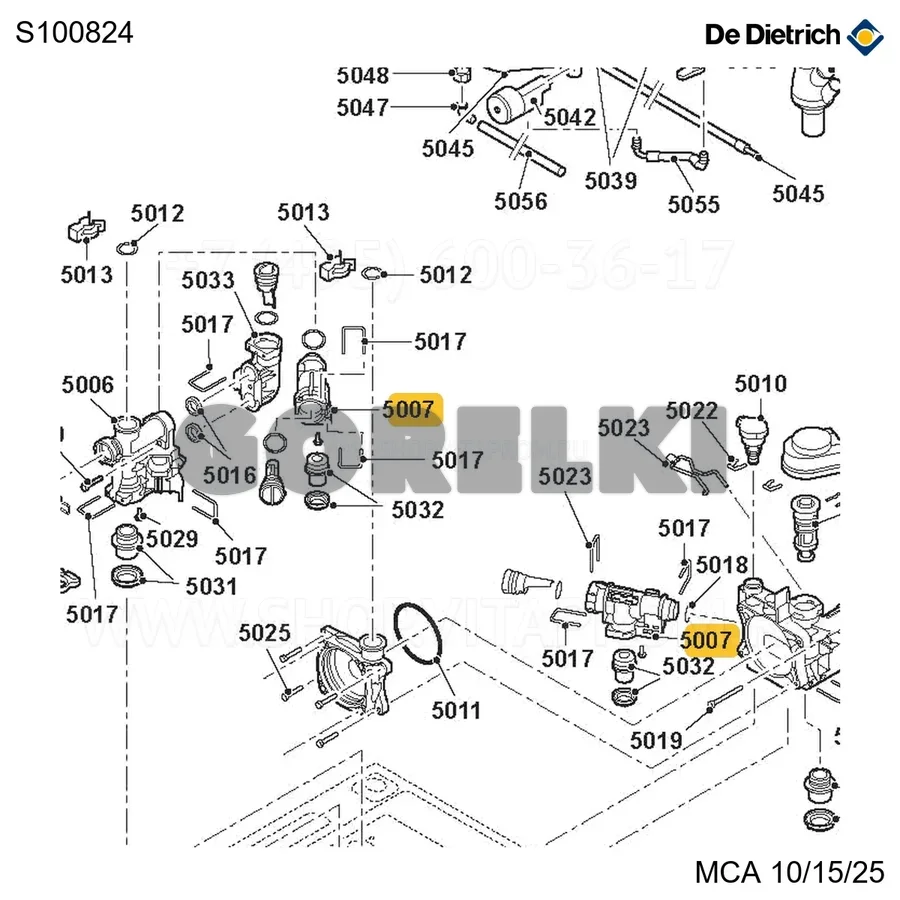 Корпус картриджа De Dietrich S100824 для газового котла