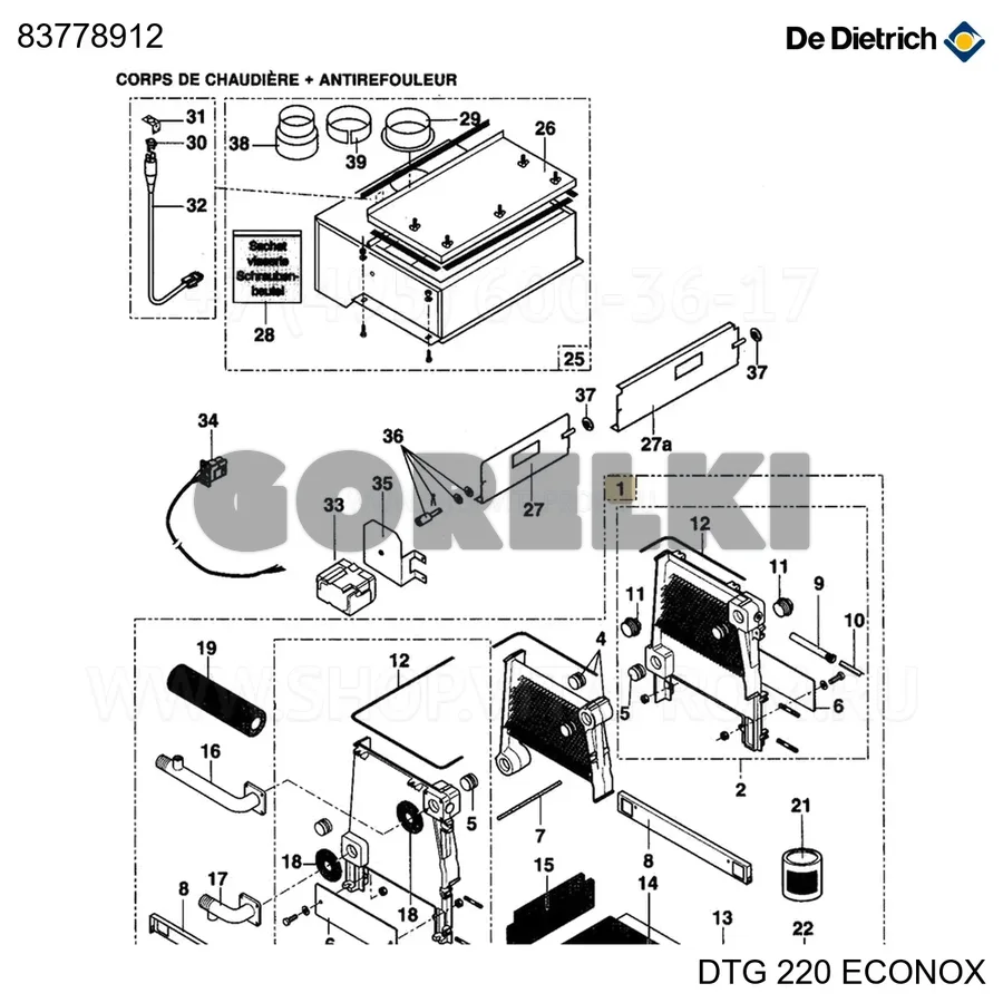 Корпус котла 9 el cpr De Dietrich 83778912