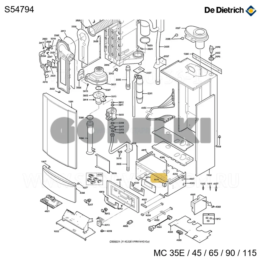 Крепление корпуса предохранительного De Dietrich S54794 для газового котла