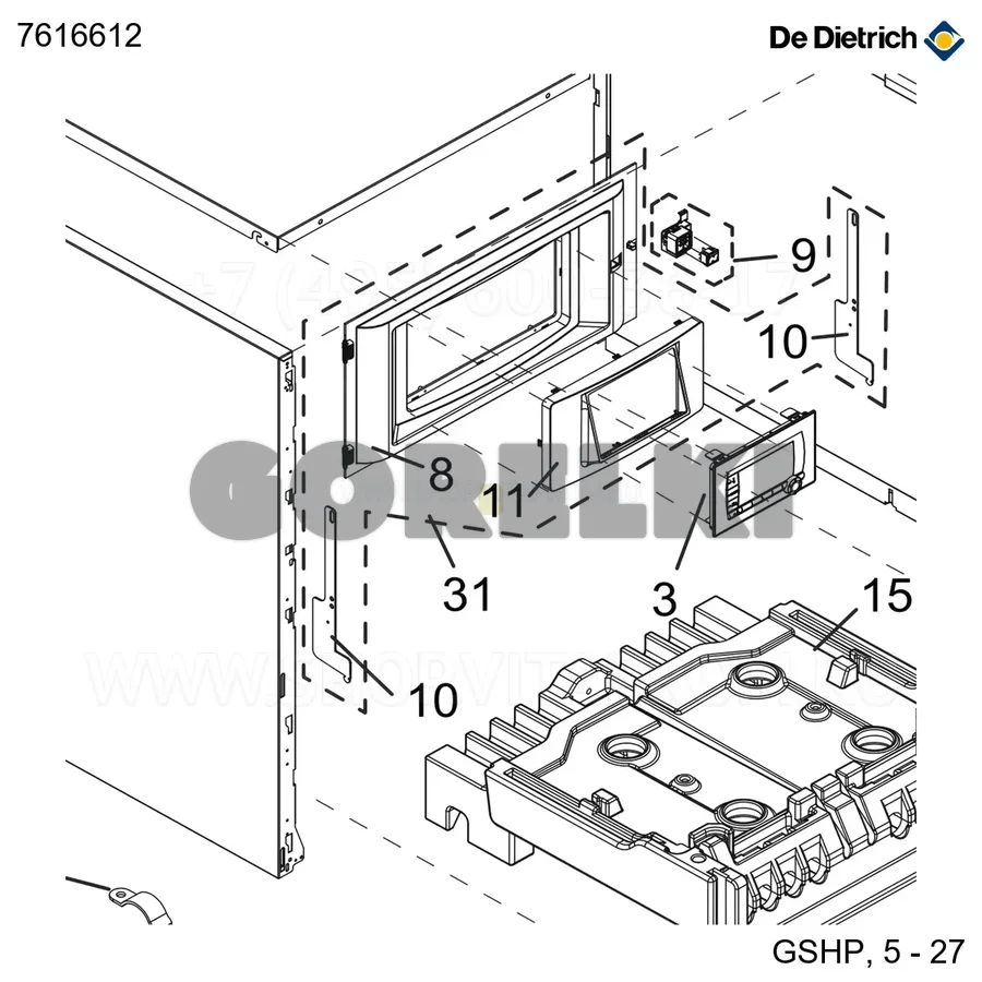 Кронштейн панели управления De Dietrich 7616612 для газового котла