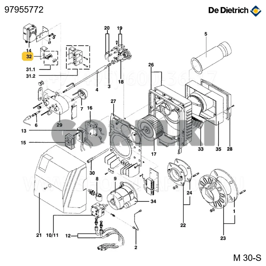 Кронштейн реле finder De Dietrich 97955772 для газового котла