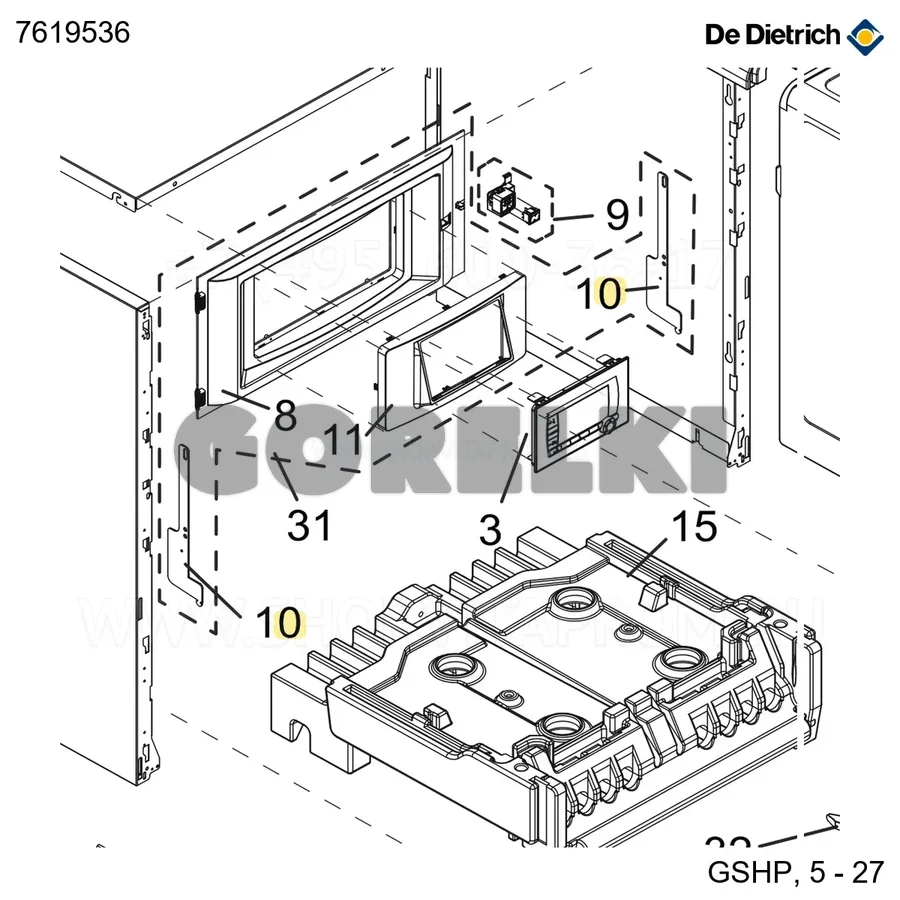 Крючок панели De Dietrich 7619536 для газового котла