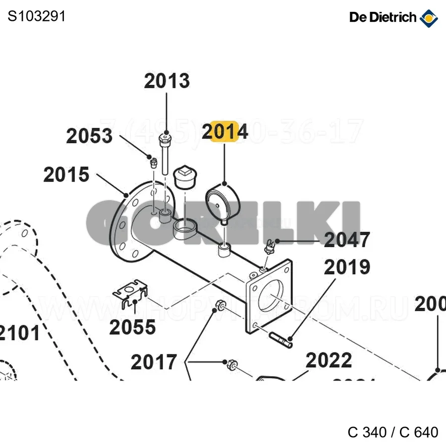 Манометр 0-10 бар De Dietrich S103291 для газового котла