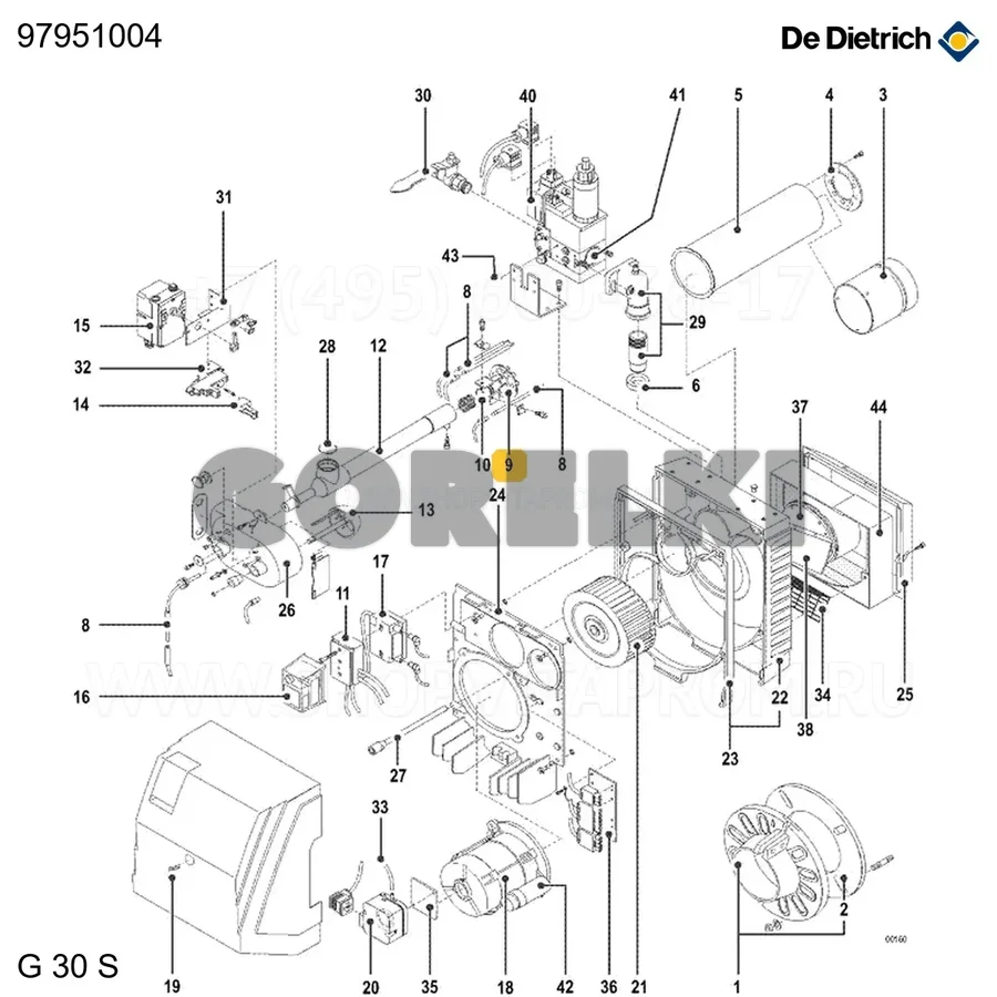 Набор диффузора газового g30 4s De Dietrich 97951004 для газового котла