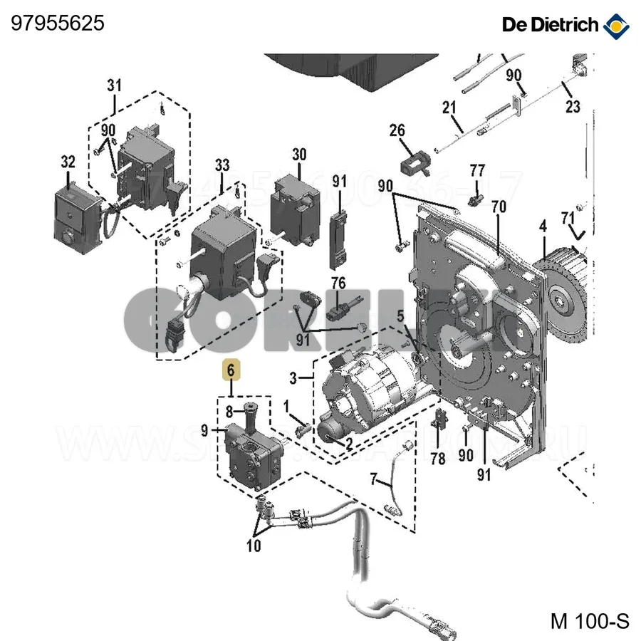 Насос топливный BFP 52E R3 + трубка De Dietrich 97955625 для газового котла