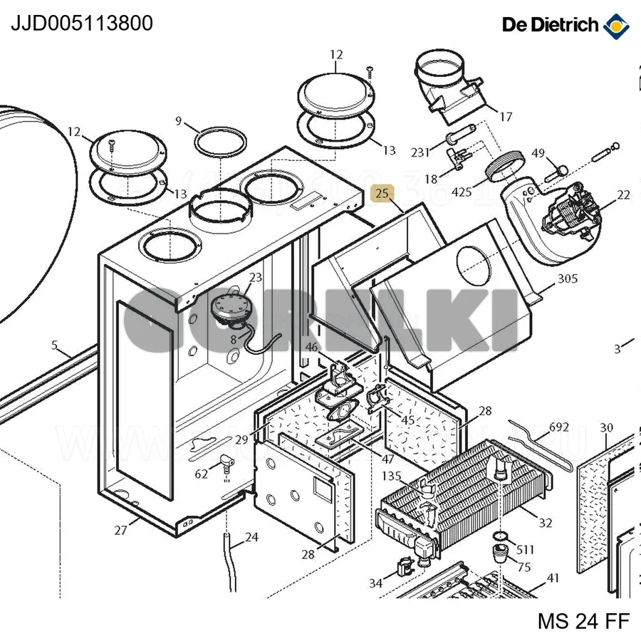 Опора вытяжного вентилятора De Dietrich JJJ005113800 для газового котла