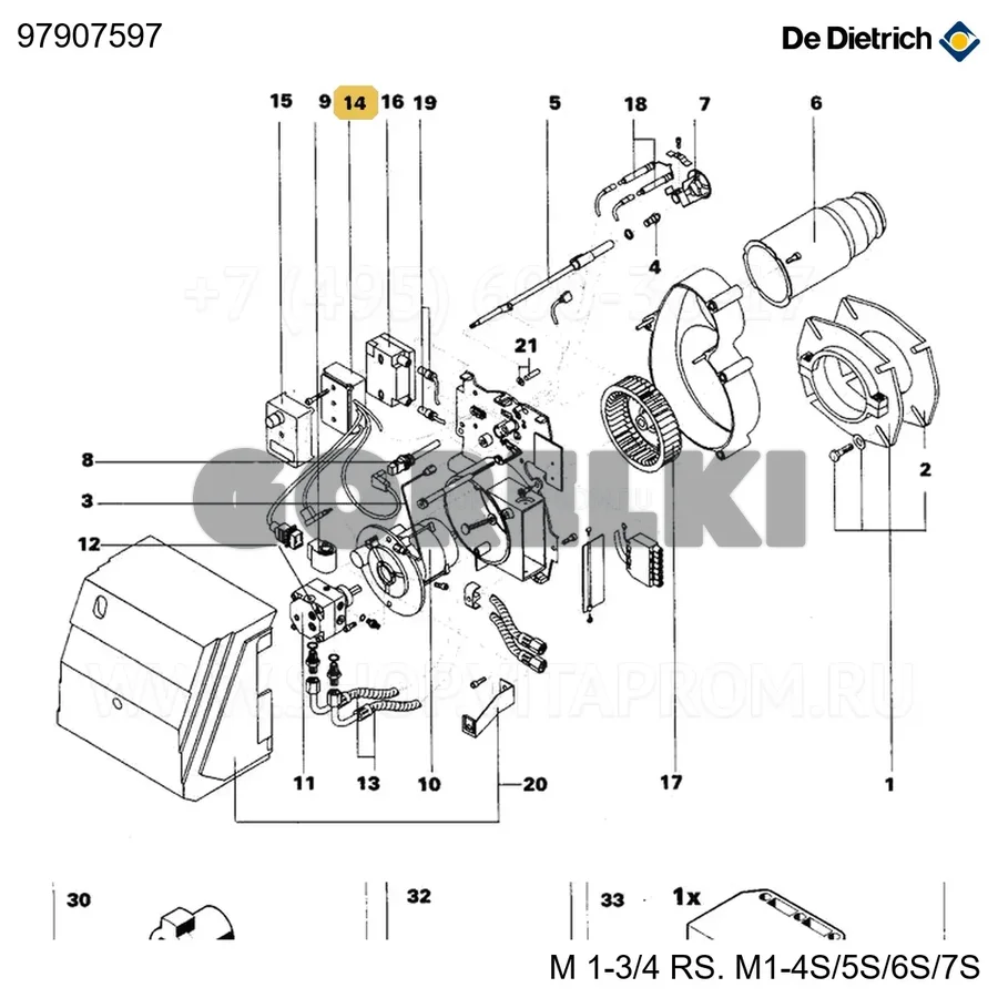 Основание + кабель m10 De Dietrich 97907597 для газового котла