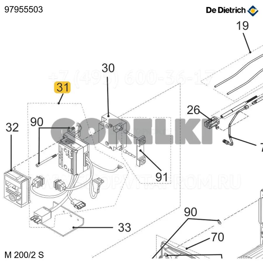Основание кабеля без подогревателя De Dietrich 97955503 для газового котла