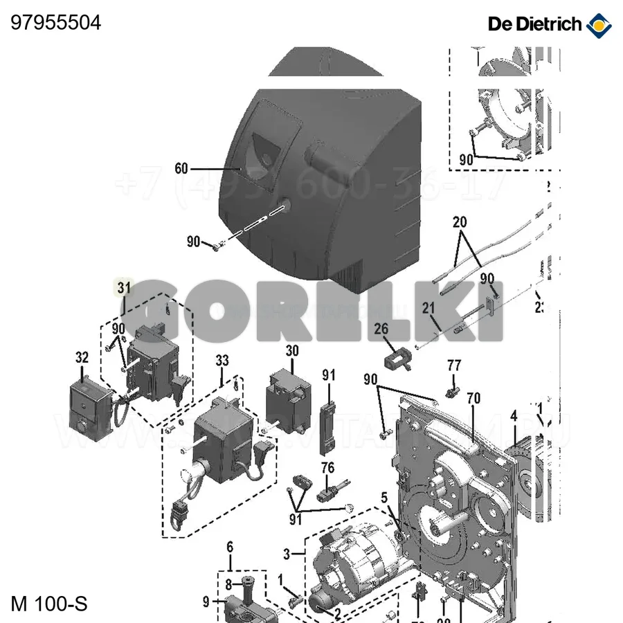 Основание кабеля горелки с подогревом De Dietrich 97955504 для газового котла