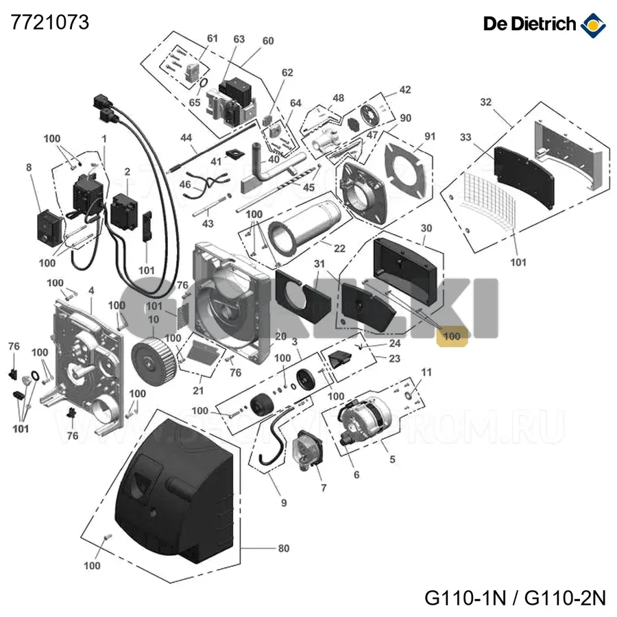 Пакет винтов горелок газовых De Dietrich 7721073 для газового котла