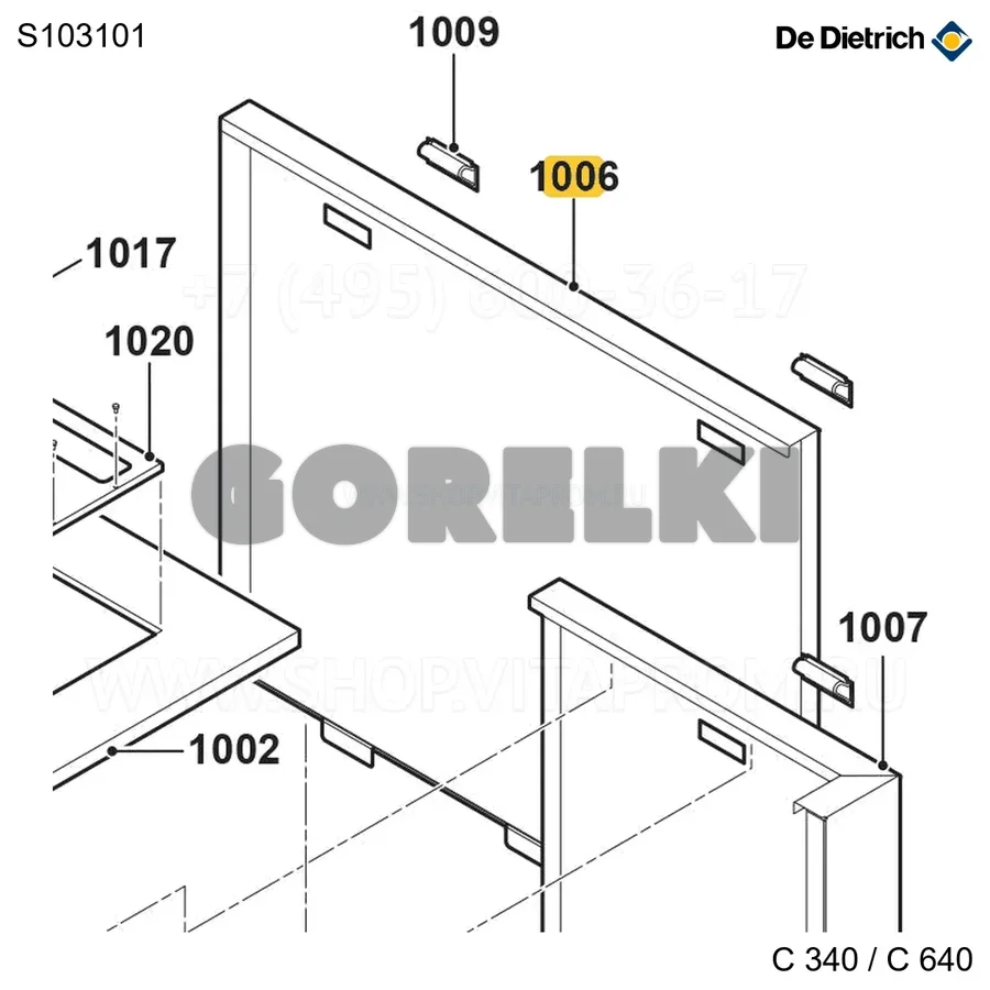 Панель боковая левая 8-10 эл De Dietrich S103101 для газового котла