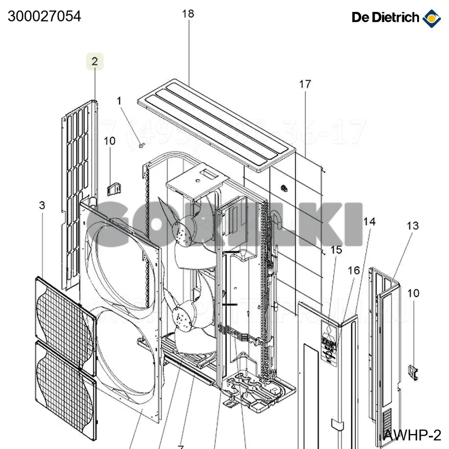 Панель боковая левая AWHP 22-27 TR De Dietrich 300027054 для газового котла