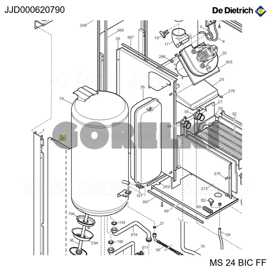 Панель боковая левая De Dietrich JJD710702500 для газового котла