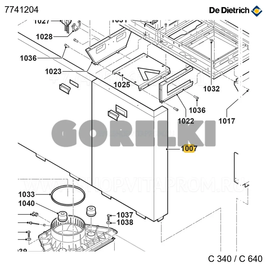 Панель боковая левая логотип ddt De Dietrich 7741204 для газового котла