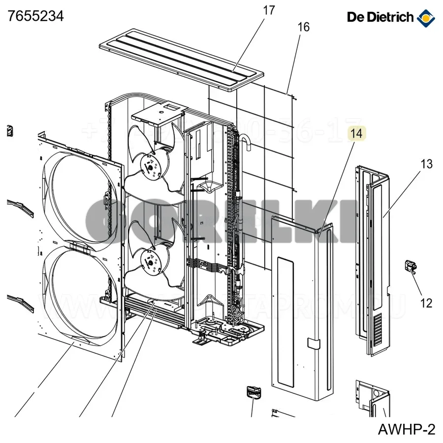 Панель боковая передняя правая De Dietrich 7655234 для газового котла