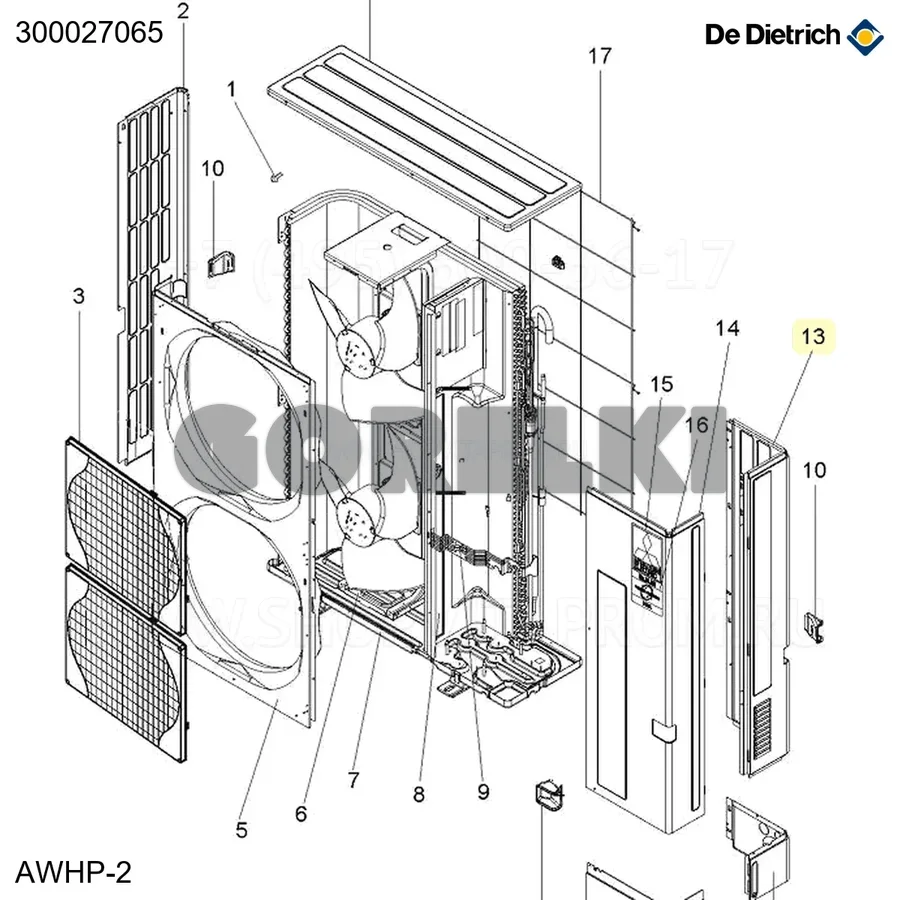 Панель боковая правая awhp 22-27 tr De Dietrich 300027065 для газового котла