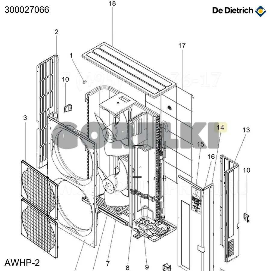 Панель доступа для обслуживания awhp 22-27 tr De Dietrich 300027066 для газового котла
