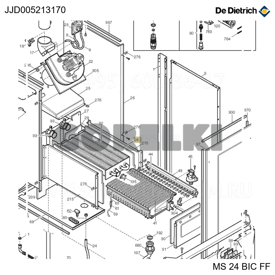 Панель изоляционная боковая De Dietrich JJJ005213170 для газового котла