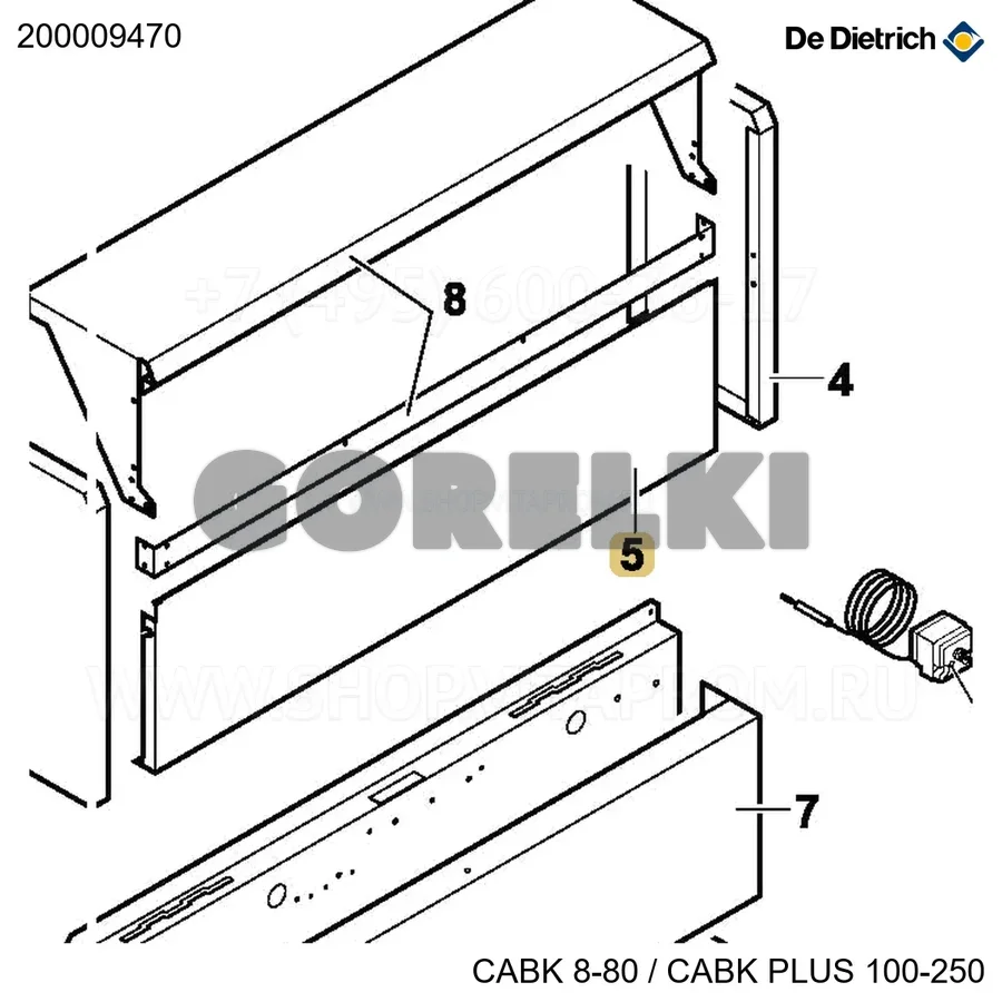Панель передняя окрашенная RAL 7016 De Dietrich 200009470 для газового котла