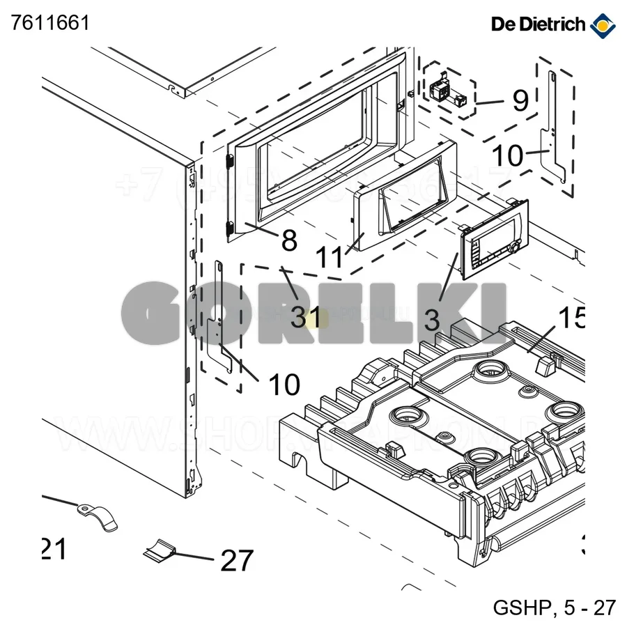 Панель управления ADV полная De Dietrich 7611661 для газового котла