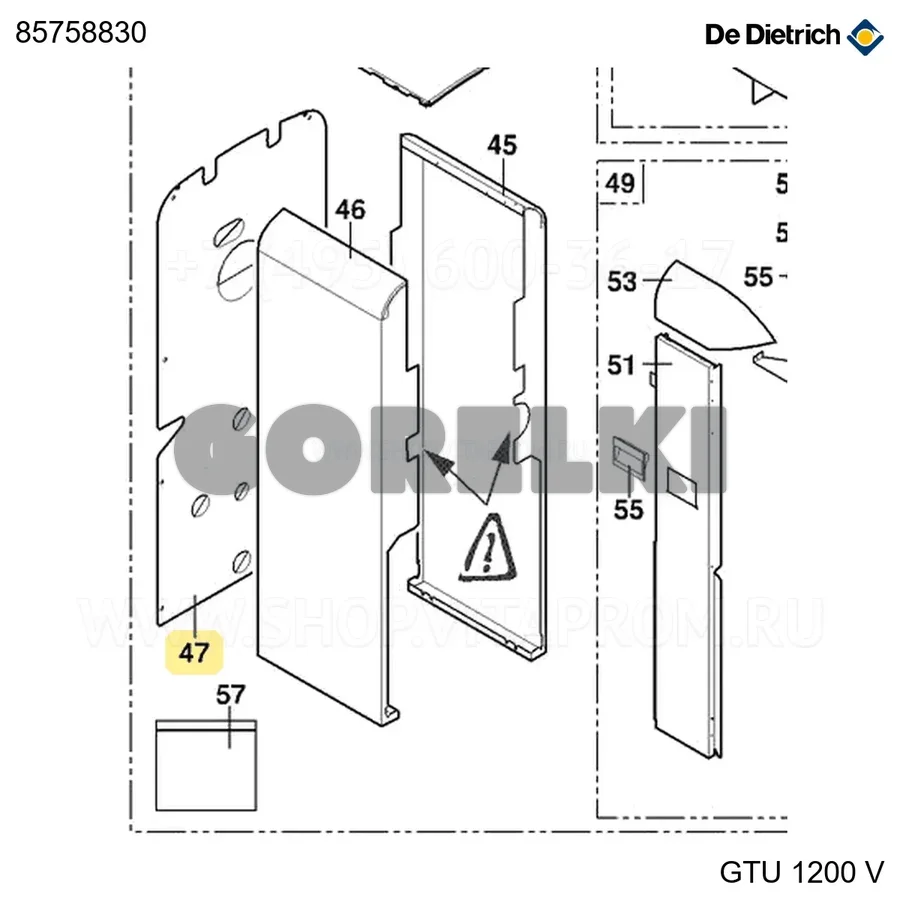 Панель задняя gtu1200v De Dietrich 85758830 для газового котла