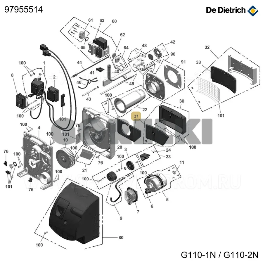 Пена корпуса и кожуха De Dietrich 97955514 для газового котла