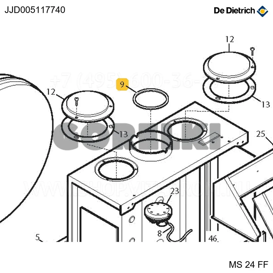 Переходник всасывания-диафрагма d.78mm De Dietrich JJD005117740 для газового котла