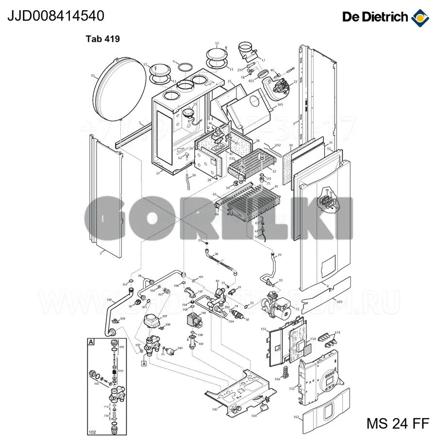 Перемычка термостата комнатного De Dietrich JJD008414540 для газового котла