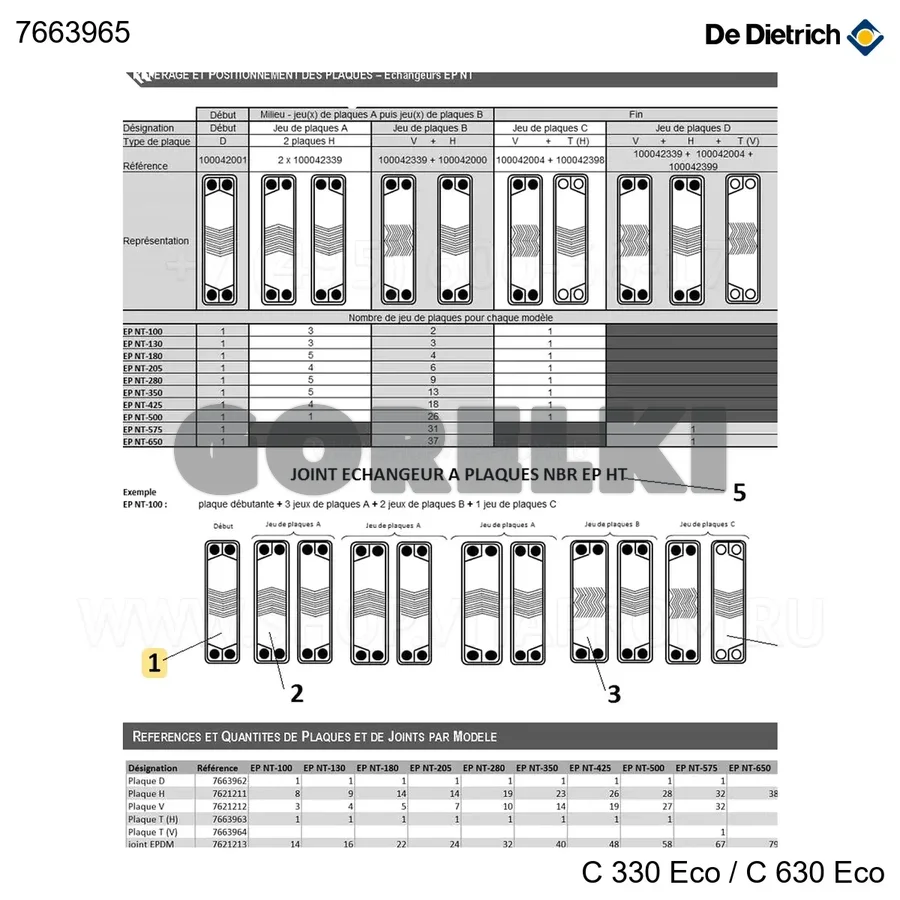 Пластина теплообменника EP-HT De Dietrich 7663965 для газового котла