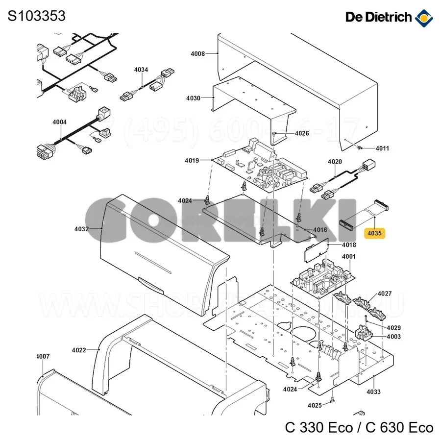 Плата C 26 конт. L400 De Dietrich S103353 для газового котла