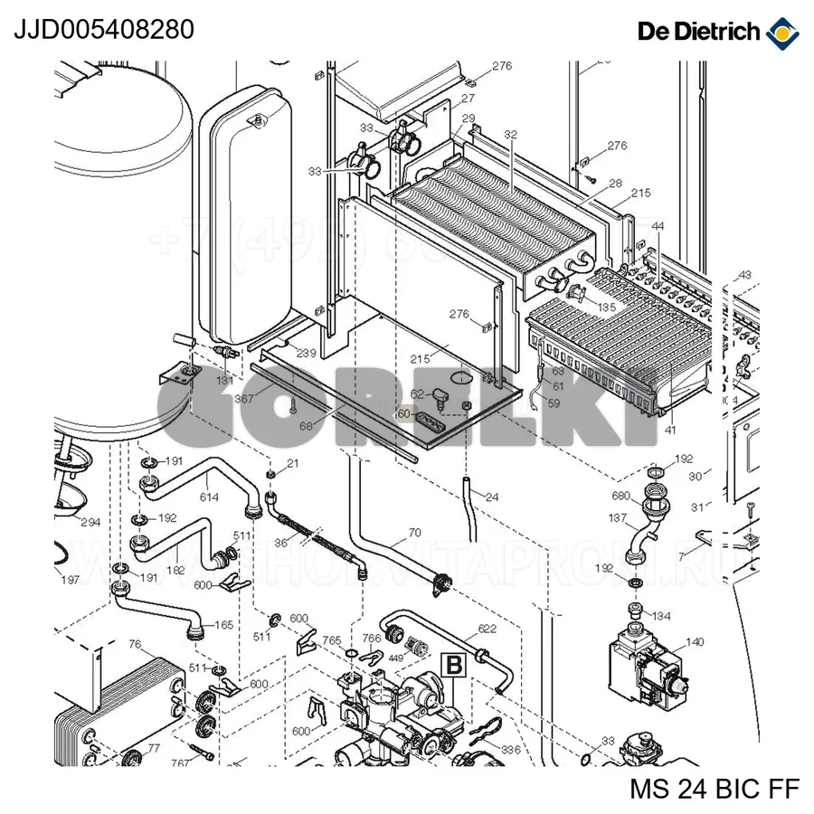Прокладка кабеля электрода De Dietrich JJJ005408280 для газового котла