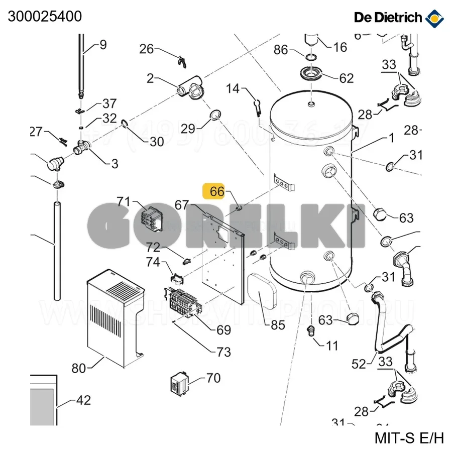 Проставка шпилька-гайка шестигранная De Dietrich 300025400 для газового котла