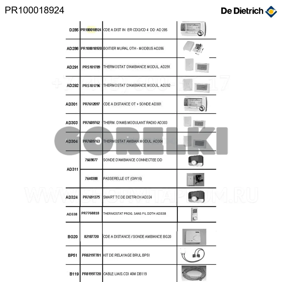 Пульт дистанционный проводной cdi2/cdi4 dd a De Dietrich PR100018924 для газового котла