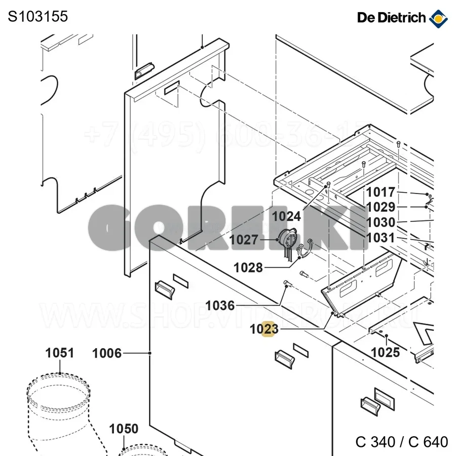 Рама опорная задняя De Dietrich S103155 для газового котла