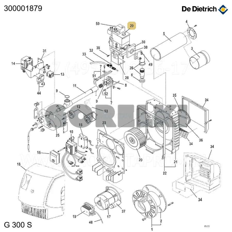 Рампа газовая MB-VEF 407 B01-300MB De Dietrich 300001879 для газового котла
