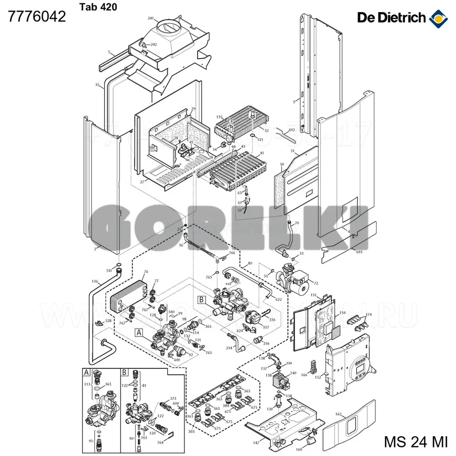 Разъем насоса upm3 / upmo De Dietrich 7776042 для газового котла