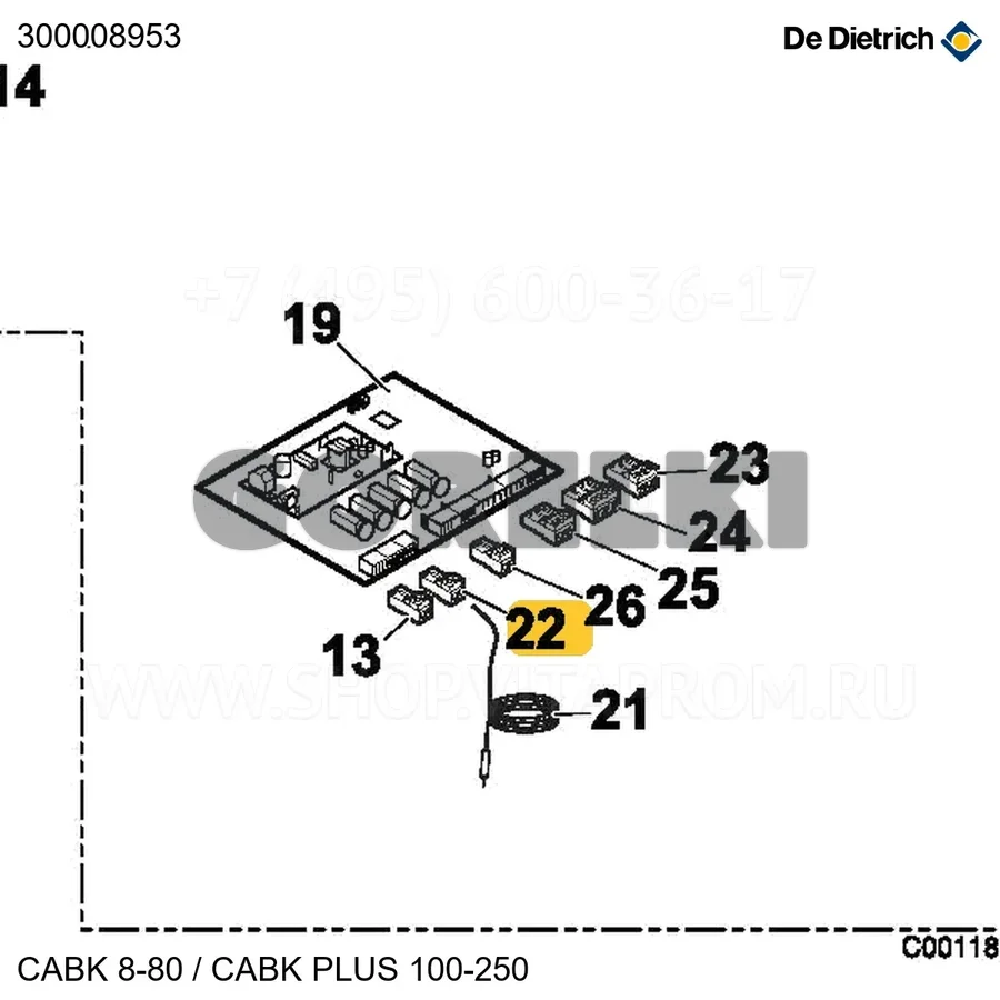 Разъем rast 5 2-конт sch De Dietrich 300008953 для газового котла