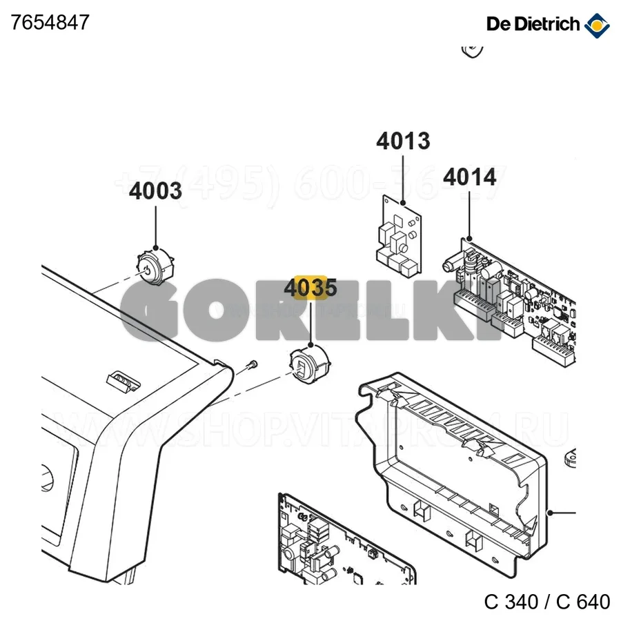 Разъем rj-11 серый De Dietrich 7654847 для газового котла