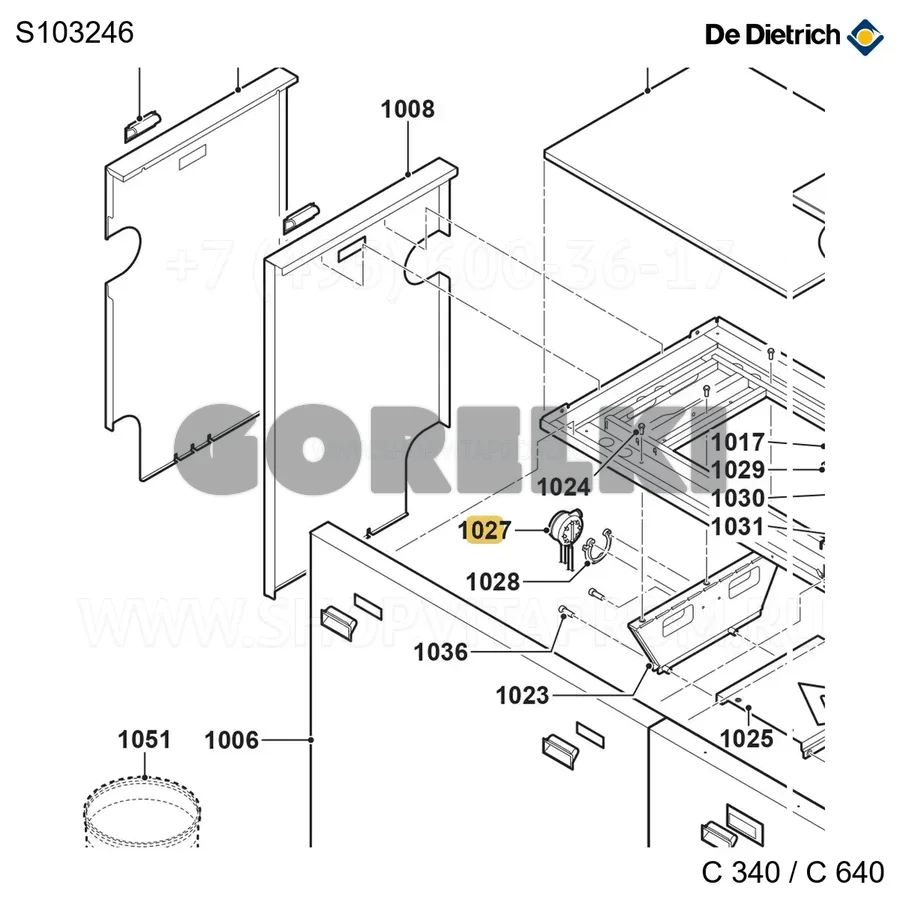 Реле давления воздуха + кабель De Dietrich S103246 для газового котла