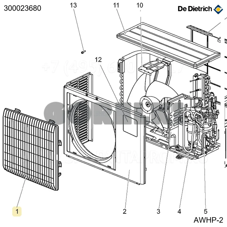 Решетка вентилятора AWHP 6 MR De Dietrich 300023680 для газового котла