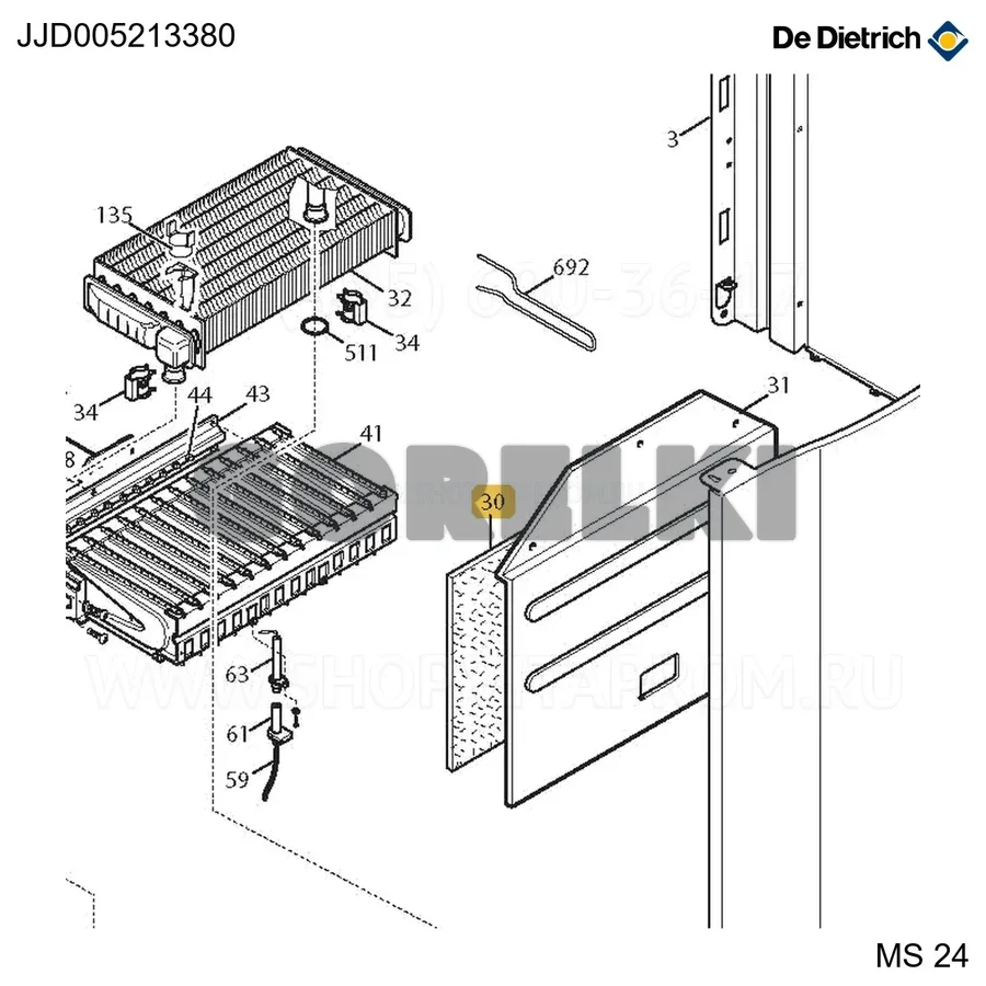 Рик.пан.изол.перед.осн. atm De Dietrich JJJ005213380 для газового котла