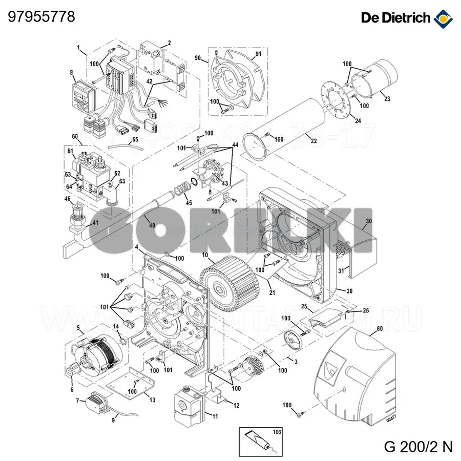 Satrocom+palm -французский De Dietrich 97955778 для газового котла