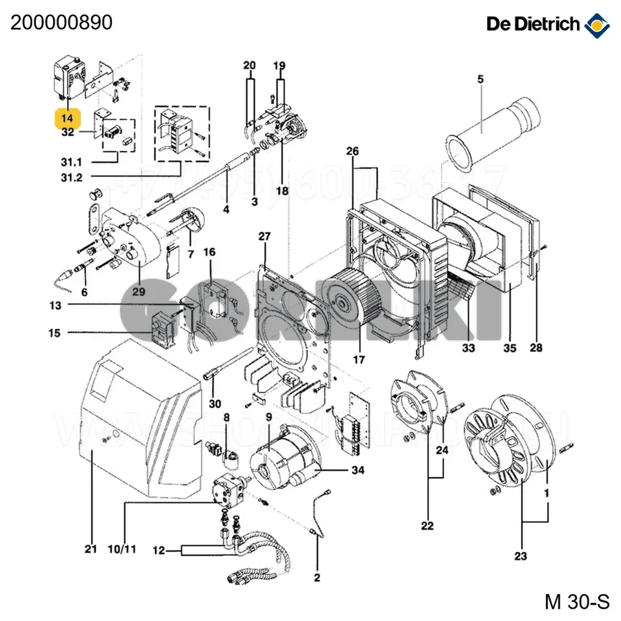 Серводвигатель STA3 B1 37/6 2N 13L De Dietrich 200000890 для газового котла