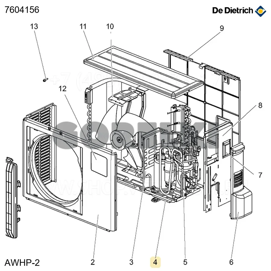 Шасси AWHP4 De Dietrich 7604156 для газового котла