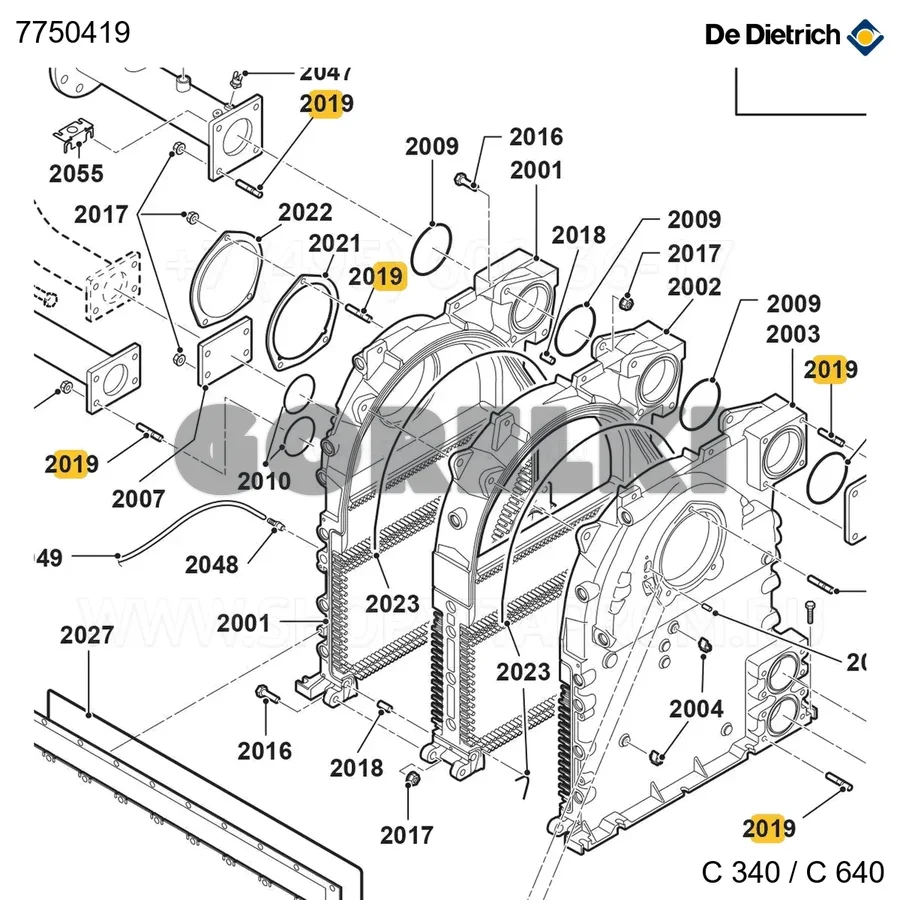 Шпилька m12x35 De Dietrich 7750419 для газового котла