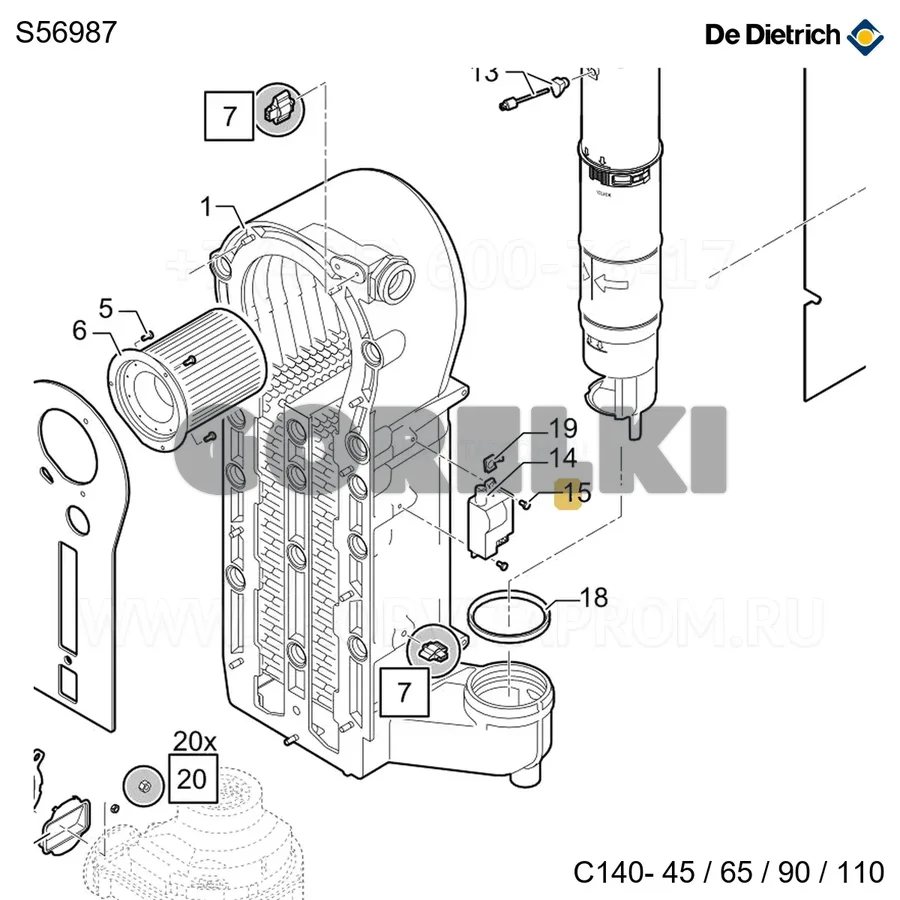 Шпилька M6 (10 шт/уп) De Dietrich S56987 для газового котла