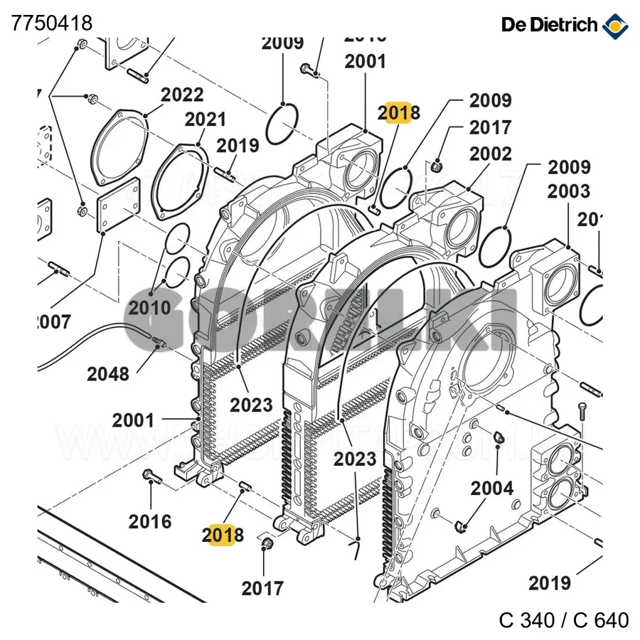 Штифт ⌀12h8 x 20 (10 шт/уп) De Dietrich 7750418 для газового котла