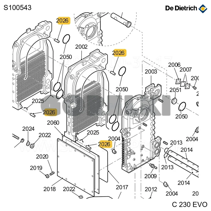 Штифт ⌀8 x 20 (10 шт/уп) De Dietrich S100543 для газового котла